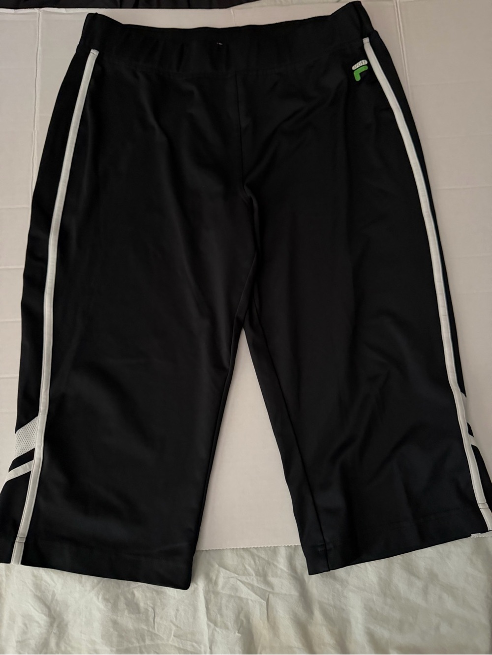 #134 Fila Black Women’s Athletic Bermuda Shorts with White Side Stripes